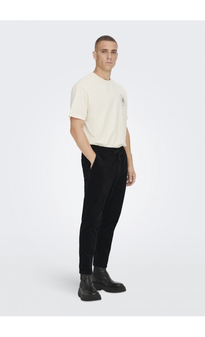 ONSLINUS CROPPED PANT CORD - Trousers - black