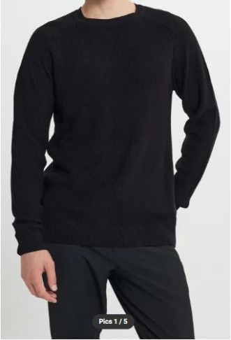 Black Crew Neck Patterned Men's Knitwear Sweater