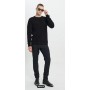 Black Crew Neck Patterned Men's Knitwear Sweater