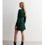 Green Abstract Print Belted Mini Dress