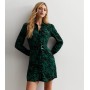 Green Abstract Print Belted Mini Dress