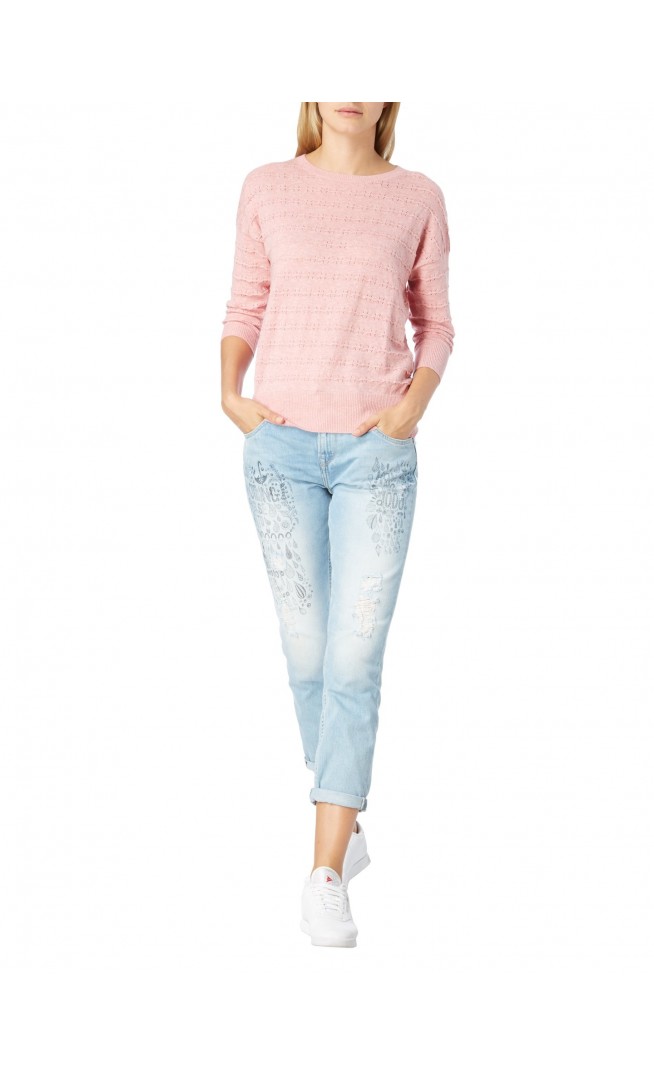 Sweater with openwork details in pink