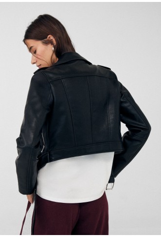 Faux leather jacket - black