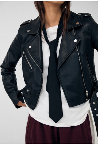 Faux leather jacket - black