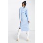 New Look ribbed midi dress with side split in light blue