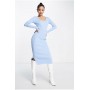 New Look ribbed midi dress with side split in light blue