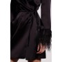 Drape Front Feather Cuff Mini Dress