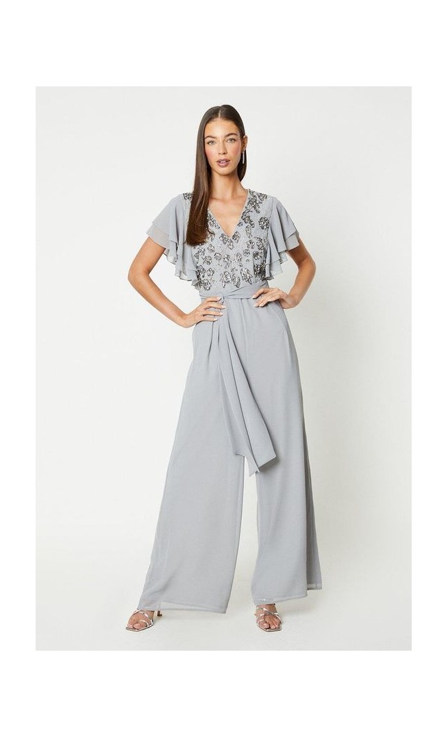 Embellished Bodice Tie Waist Jumpsuit