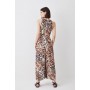 Animal Print Premium Linen Viscose Halter Woven Jumpsuit