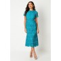 Geo Lace Midi Dress With Angled Trims