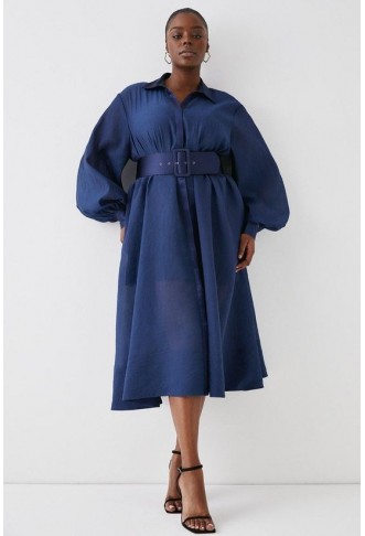 Plus Size Premium Belted...