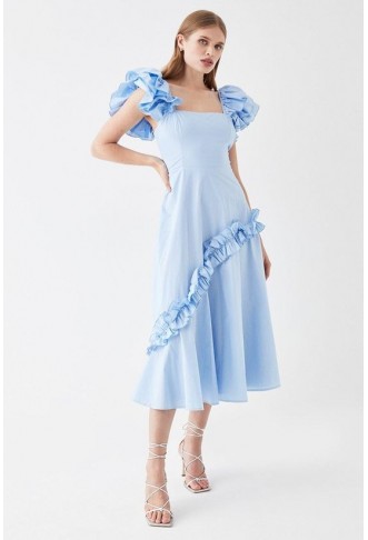 Frill Sleeve Ruffle Skirt...