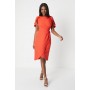 Ruffle Cape Sleeve Wrap Skirt Midi Dress