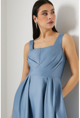 Panelled Bodice Satin Midi Dress