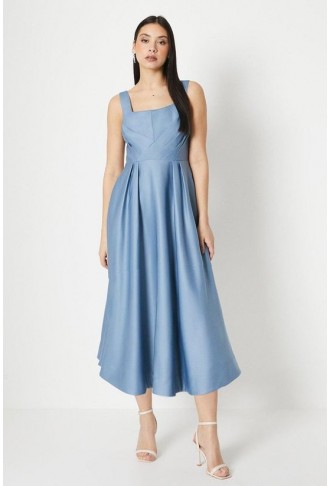 Panelled Bodice Satin Midi...