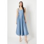 Panelled Bodice Satin Midi Dress