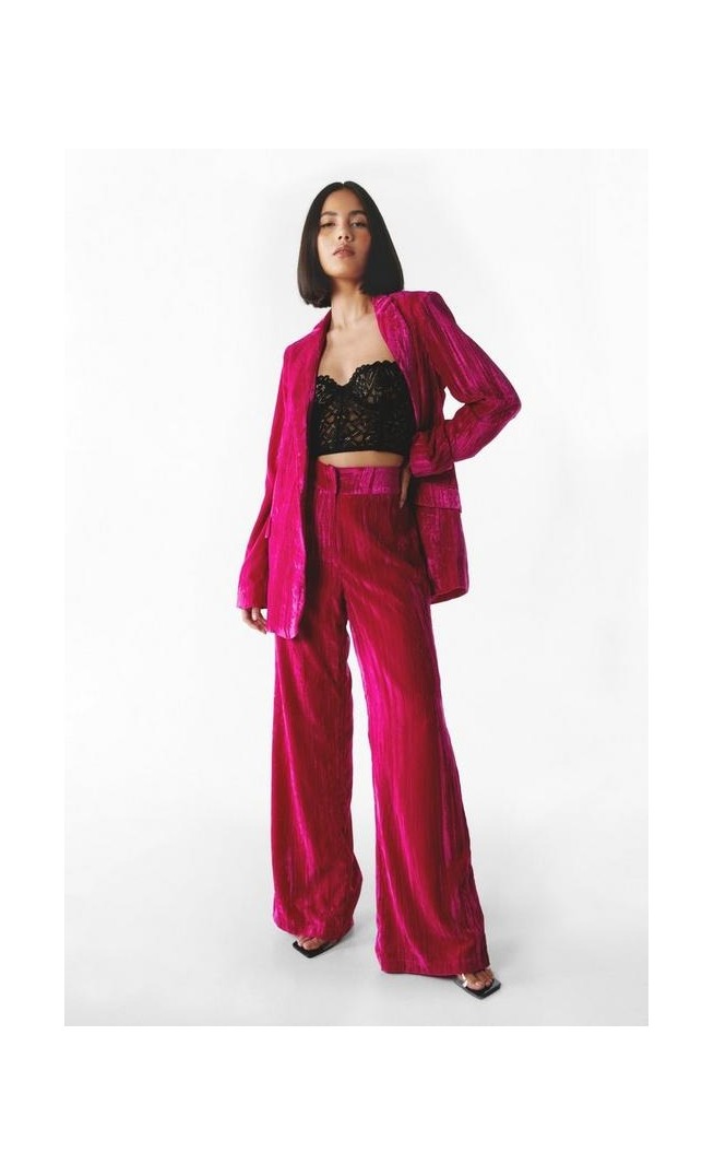 Crushed Velvet Co-ord Wide Leg Trousers