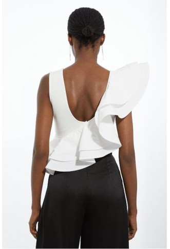 Ruffle Detail Ponte And Cotton Jersey Bodysuit