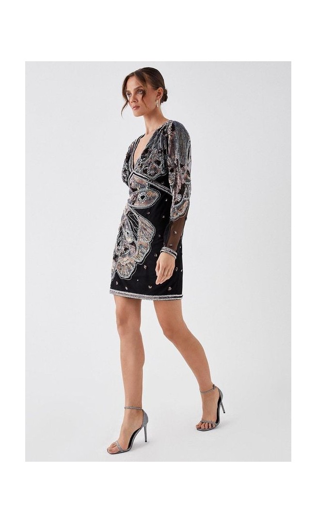 Julie Kuyath Butterfly Beaded Mini Dress