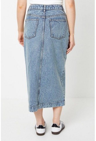 Pocket Detail Denim Midi Skirt