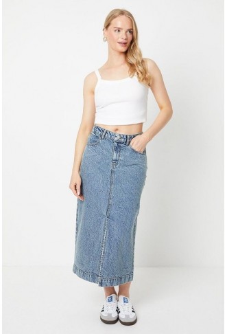 Pocket Detail Denim Midi Skirt