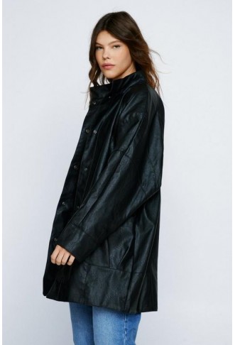 Oversized Longline Faux Leather Jacket