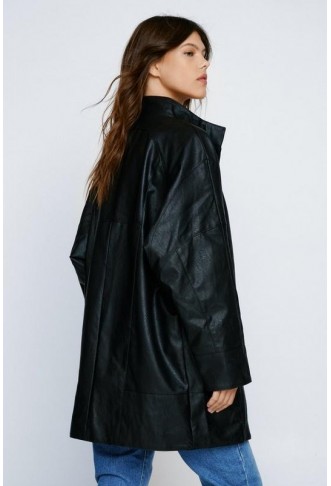 Oversized Longline Faux Leather Jacket