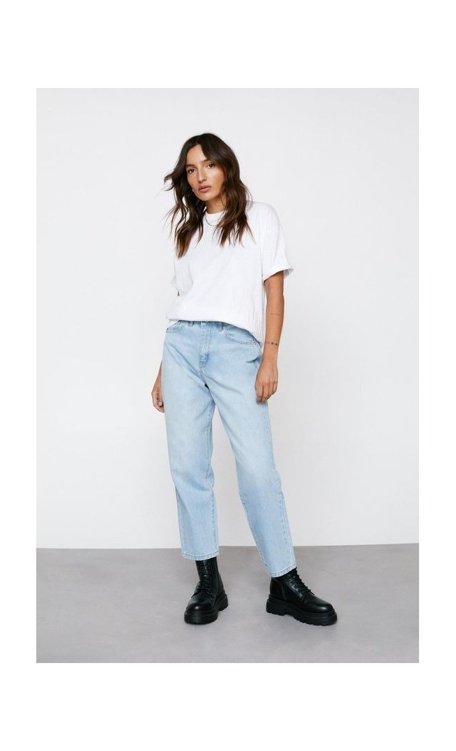 Petite High Waist Denim Mom Jeans