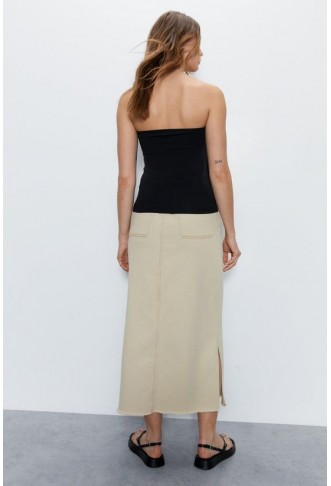 Split Front Denim Maxi Skirt