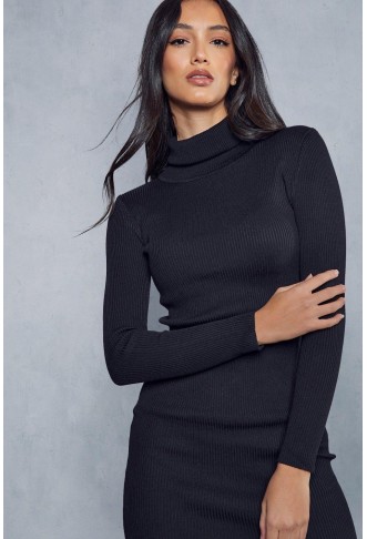 Turtle Neck Knitted Jumper Dress