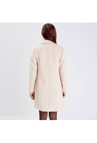 Women's beige buttoned straight coat