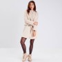 Women's beige buttoned straight coat