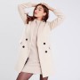 Women's beige buttoned straight coat