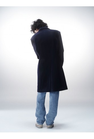 Luka Sabbat for ABOUT YOU Between-Seasons Coat 'Joshua' in Night Blue