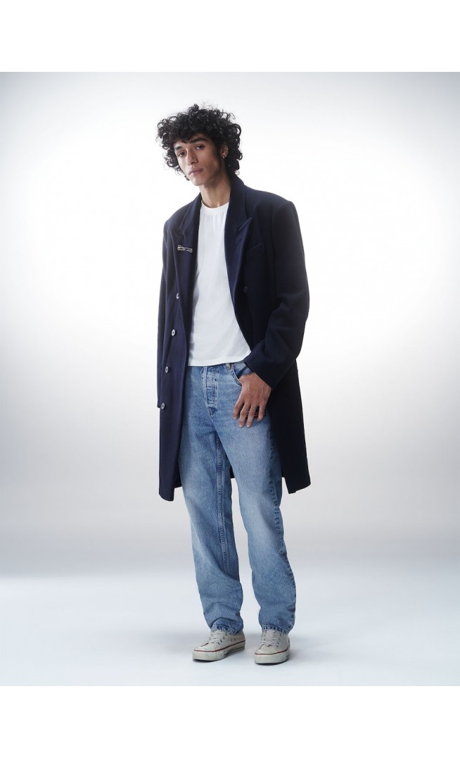 Luka Sabbat for ABOUT YOU Between-Seasons Coat 'Joshua' in Night Blue