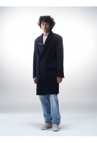 Luka Sabbat for ABOUT YOU Between-Seasons Coat 'Joshua' in Night Blue