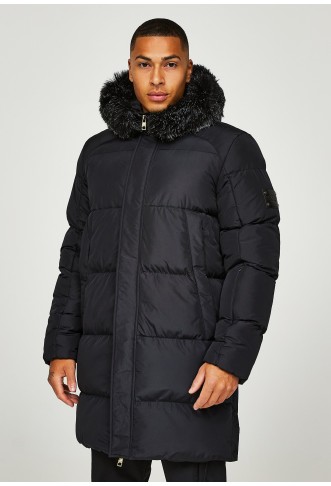 OMAREZ LONGLINE PUFFER JACKET - Winter coat - jet black