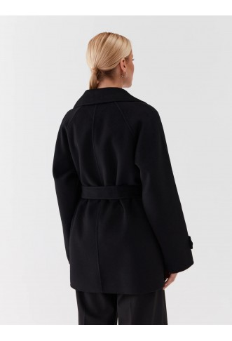 Wool Coat WW0WW39408 Black Relaxed Fit