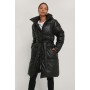 Belted PU Padded Jacket